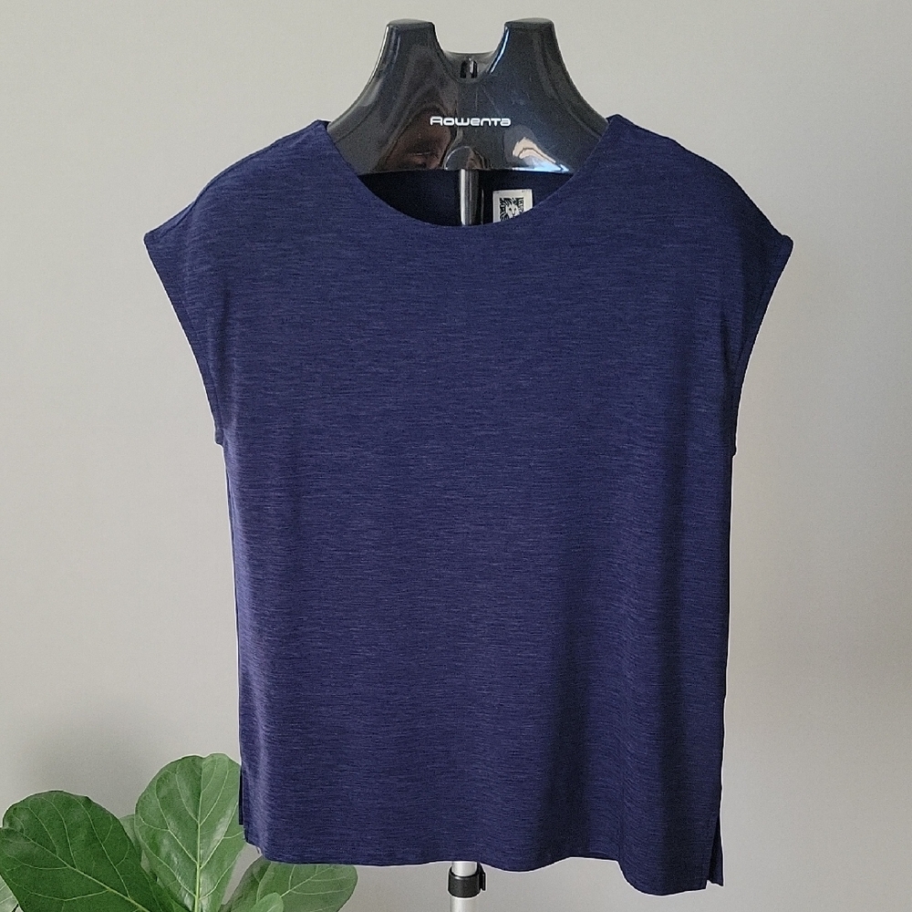 Anne Klein Navy Color Short Sleeve Top